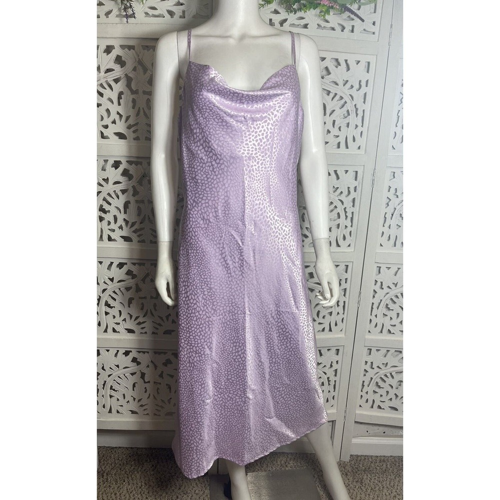 Aaron & Amber Women's Lilac Print Spaghetti Slip Dress Size Large EUC
